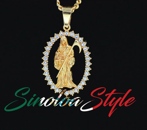 CADENA DE LA SANTA MUERTE oro diamante